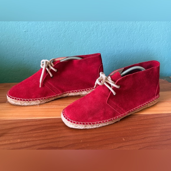 Red Suede Lace-Up Espadrille Boots Women’s Size 38 (7.5-8) Handmade Spain Style - Picture 4 of 8